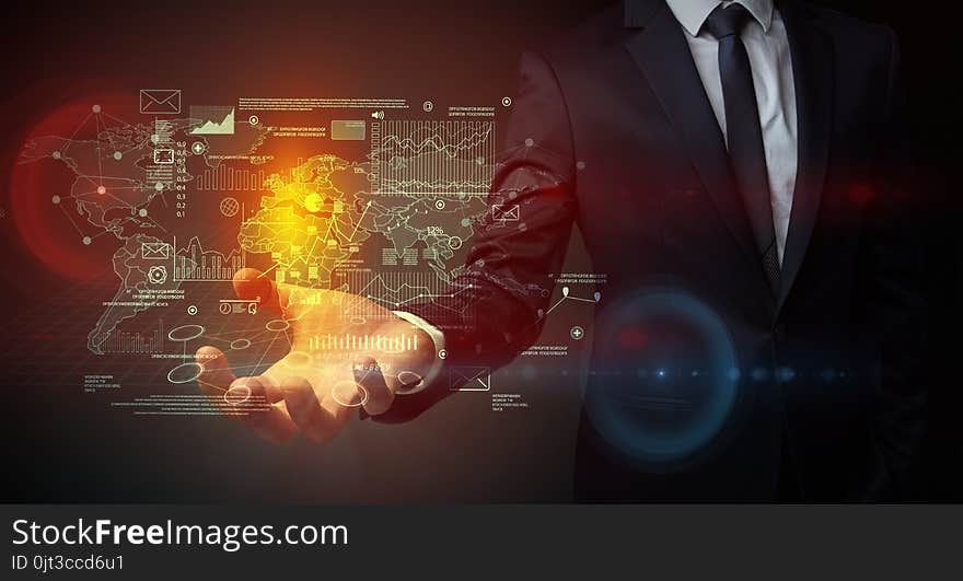 Businessman holding communication concept