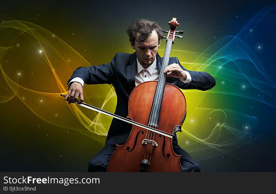 Cellist With Colorful Fabled Concept