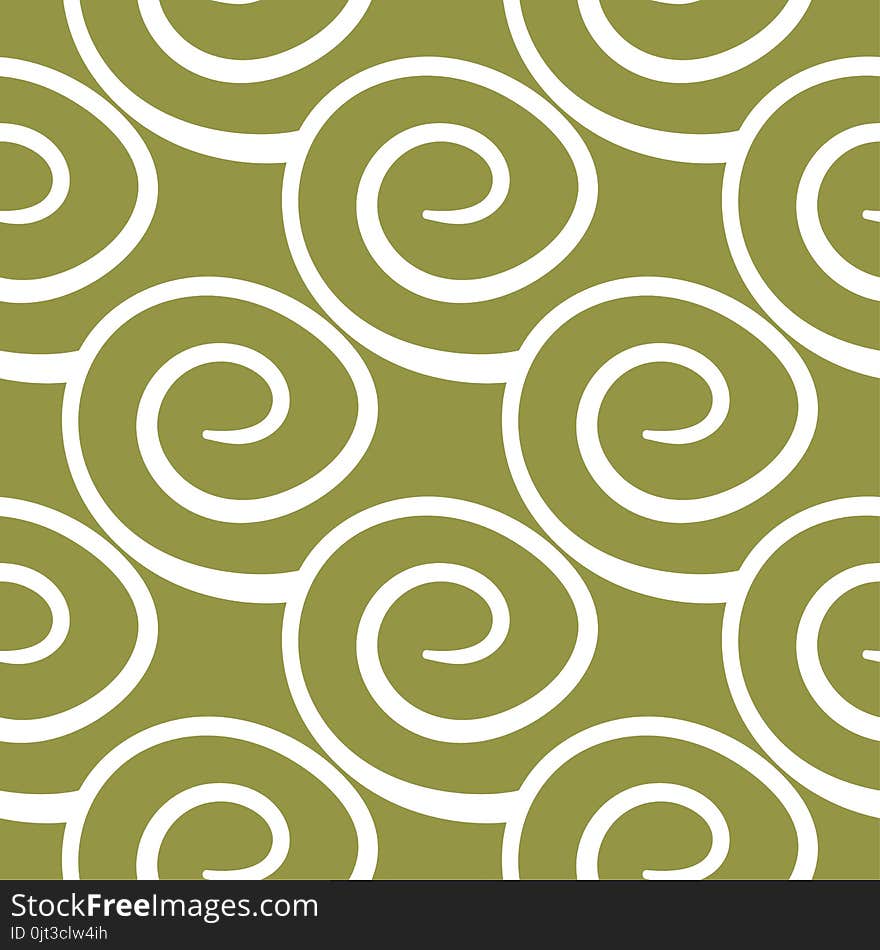 Olive Green And White Geometric Ornament. Seamless Pattern