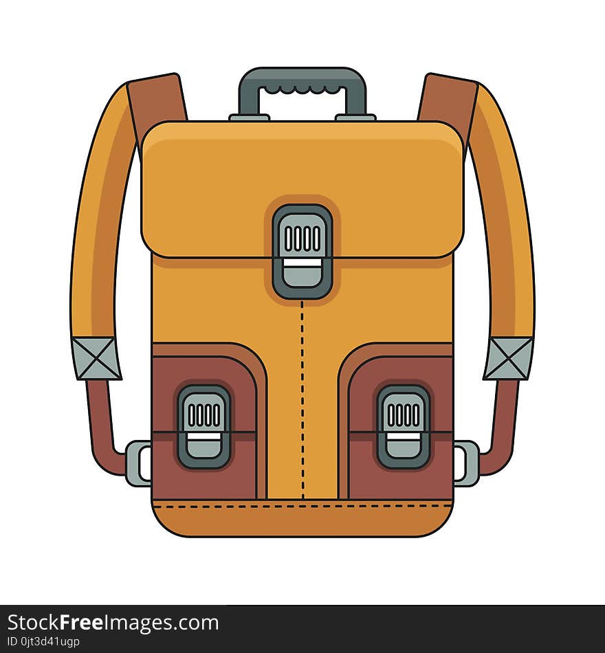 Yellow leather backpack icon