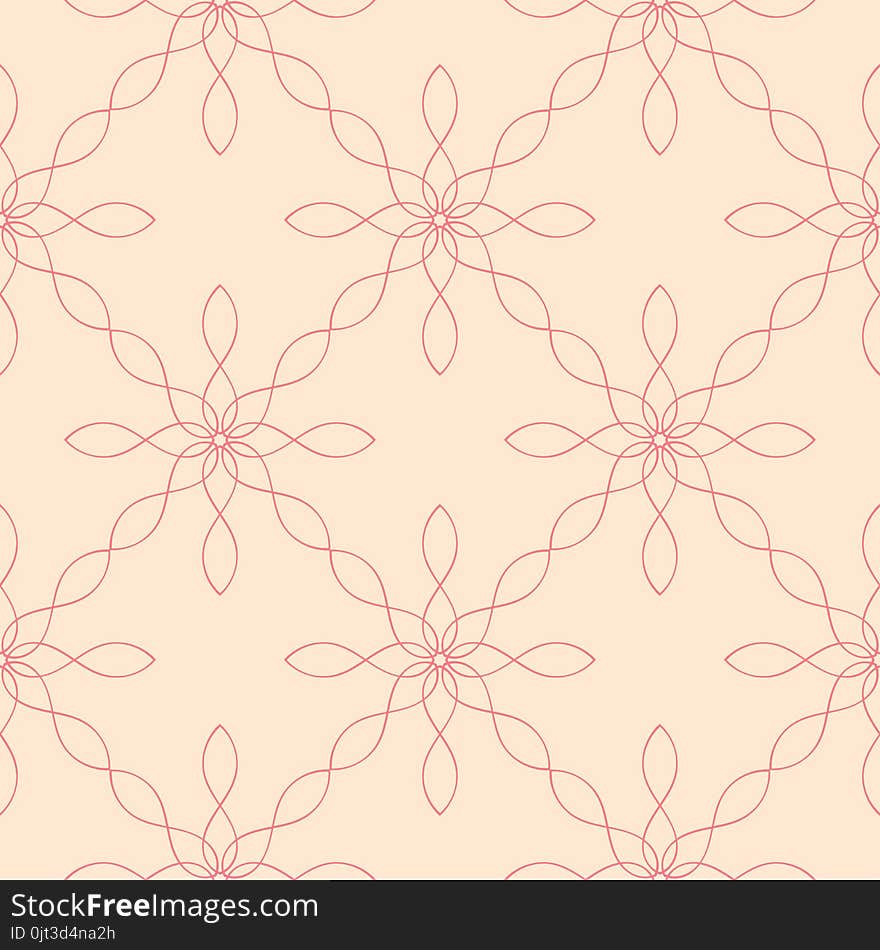 Red and beige geometric ornament. Seamless pattern for web, textile and wallpapers