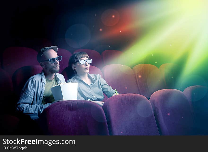 Teenager Couple Watching Movie