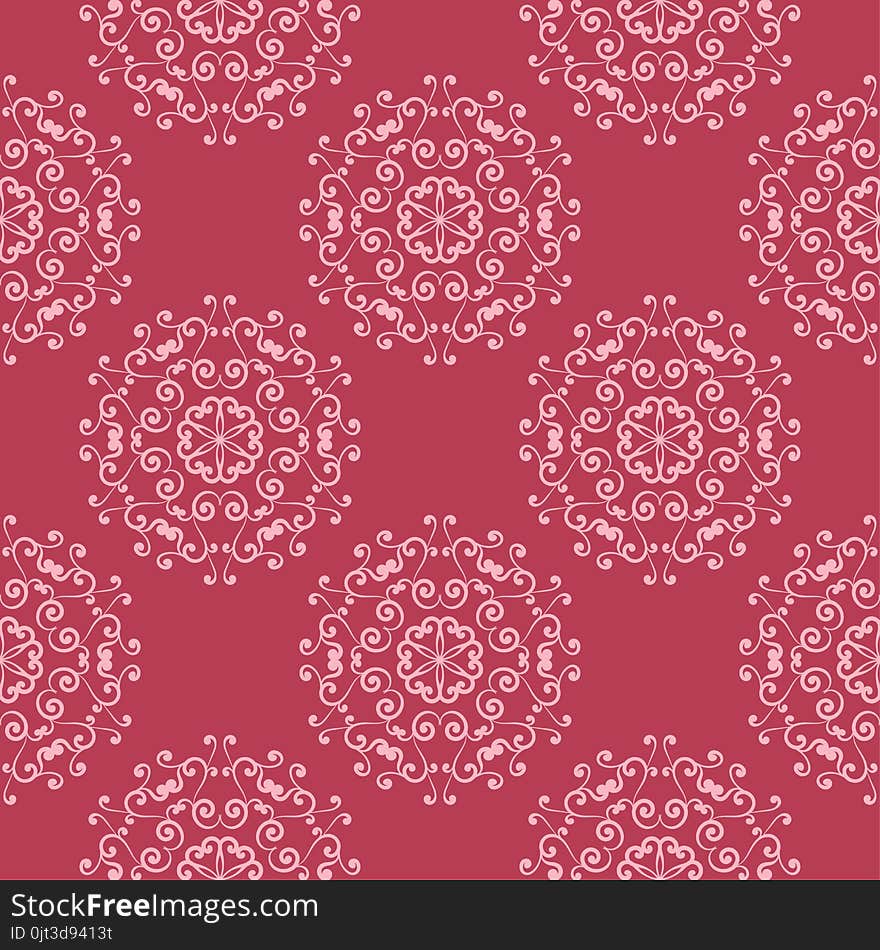 Floral ornament on red background. Seamless pattern for textile and wallpapers. Floral ornament on red background. Seamless pattern for textile and wallpapers