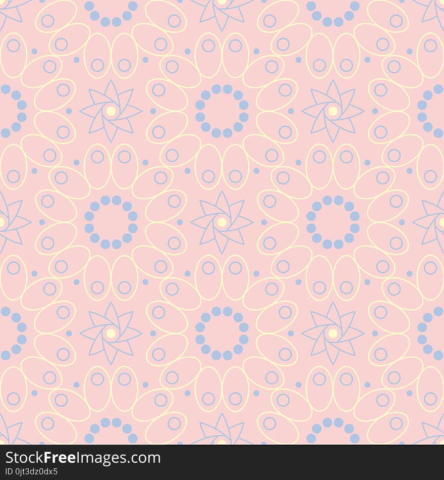 Floral Seamless Background. Pink, Blue And Yellow Flower Pattern