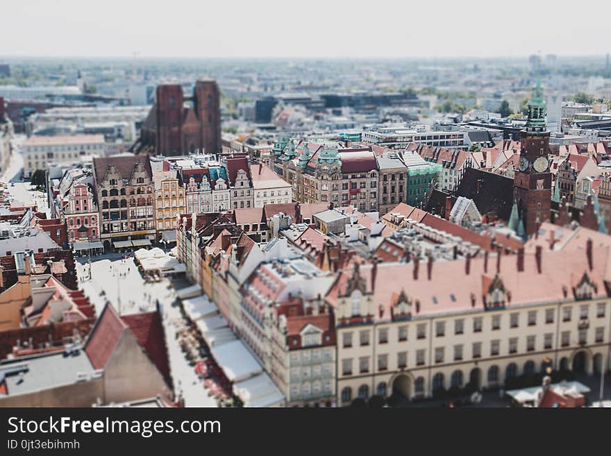 Panorama of the Central square in Wroclaw Poland, a lot of old beautiful houses