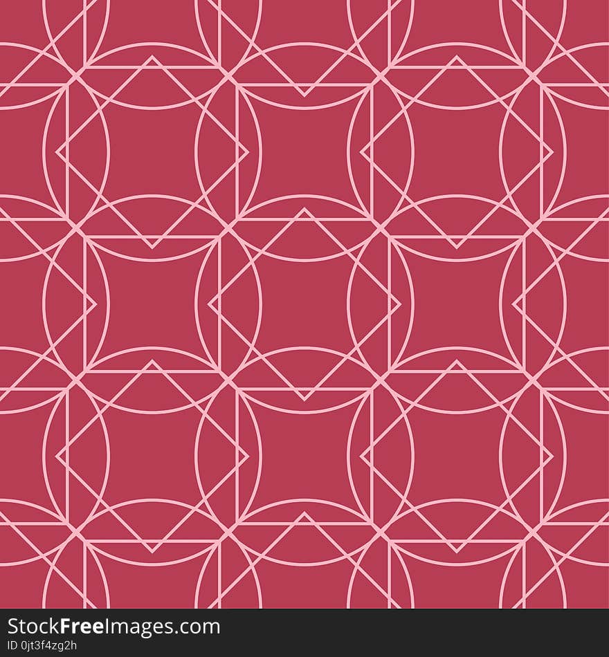 Red and pale pink geometric ornament. Seamless pattern for web, textile and wallpapers