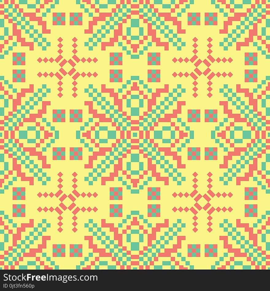 Seamless pattern with floral design. Bright yellow background with pink and green flower elements