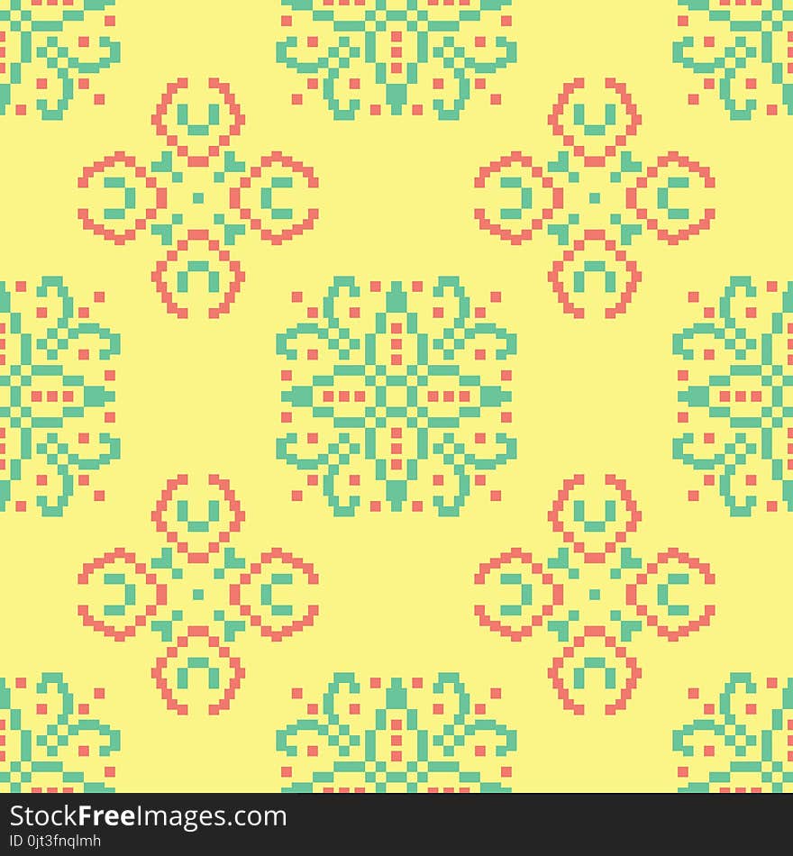 Floral Seamless Pattern. Bright Colored Background With Pink And Green Flower Elements