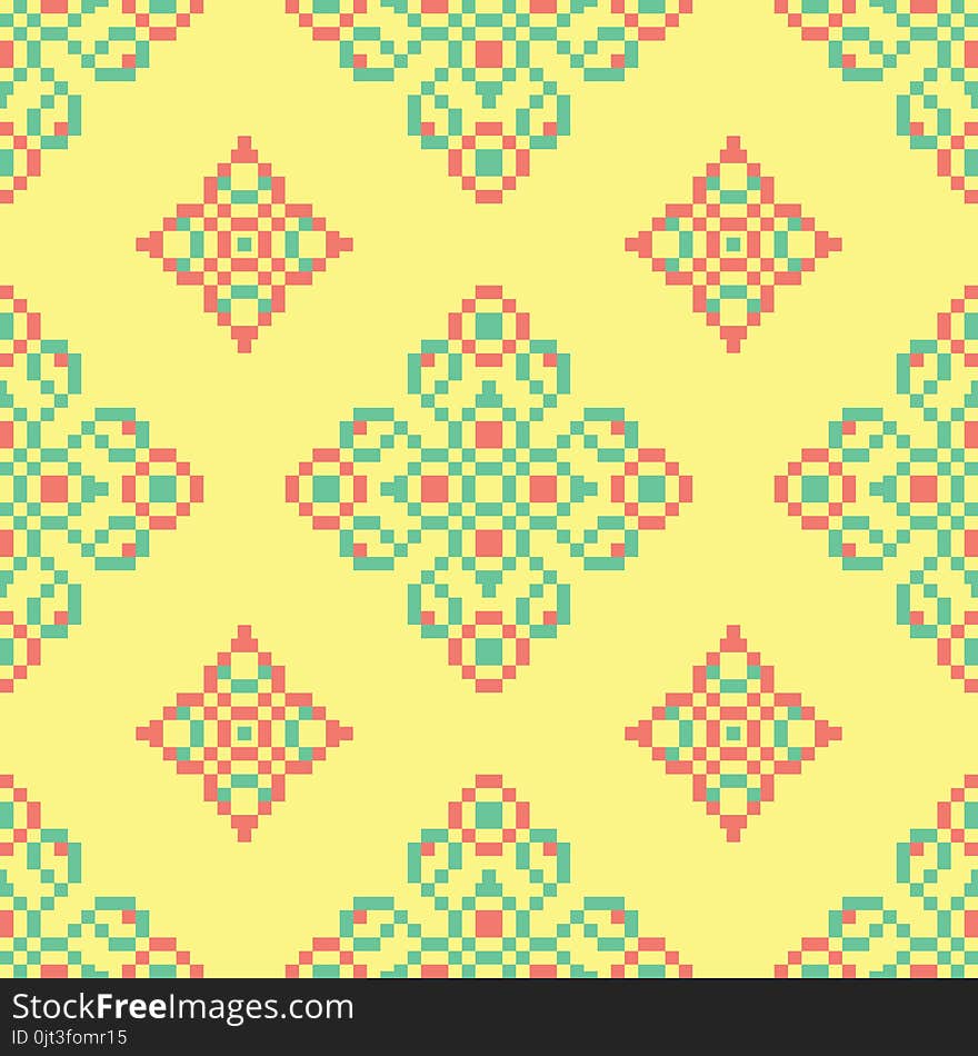 Yellow floral seamless pattern. Colored background with pink and green flower design for wallpapers, textile and fabrics