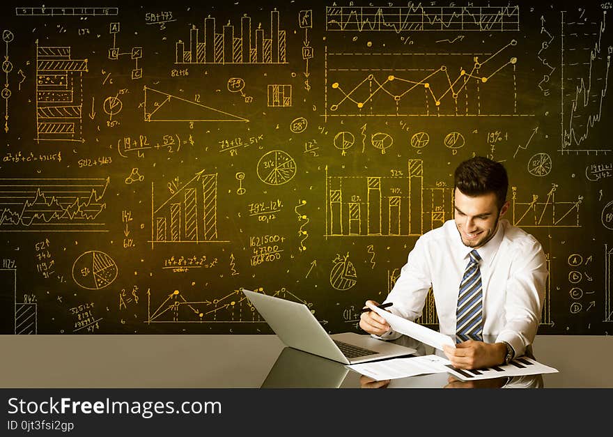 Businessman With Diagram Background