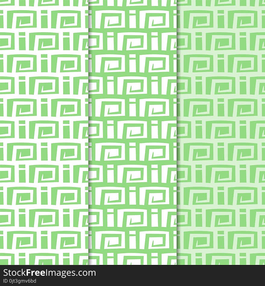 Abstract Seamless Patterns. Green Backgrounds For Textile And Fabrics