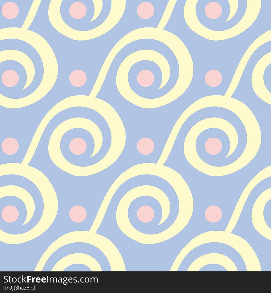 Blue geometric seamless pattern. Background with beige and pink elements for wallpapers, textile and fabrics