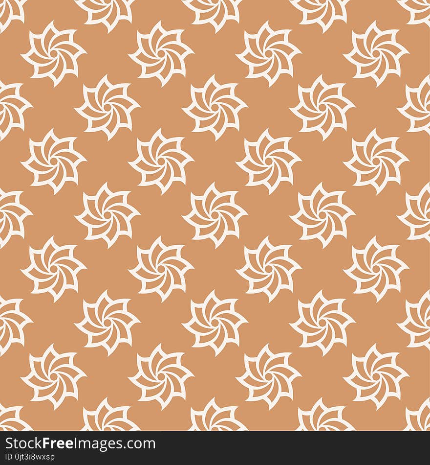 Floral colored seamless pattern. Brown and white background with fower elements for wallpapers