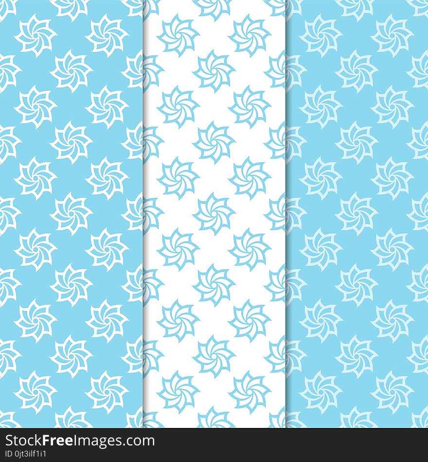 Floral Colored Seamless Patterns. Backgrounds With Fower Elements For Wallpapers