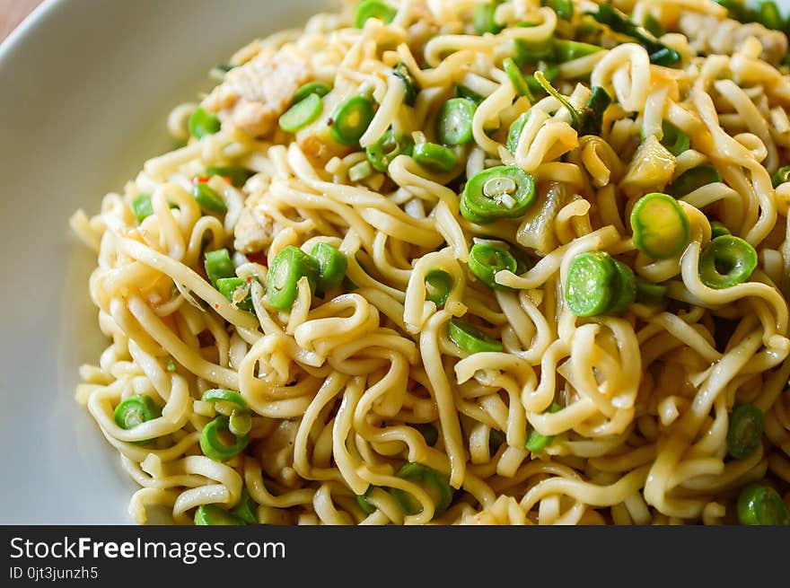 Dry noodle on wood table