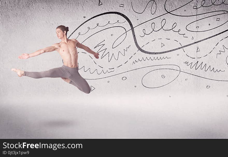 Ballet Dancer Performing Art Dance With Lines And Arrows