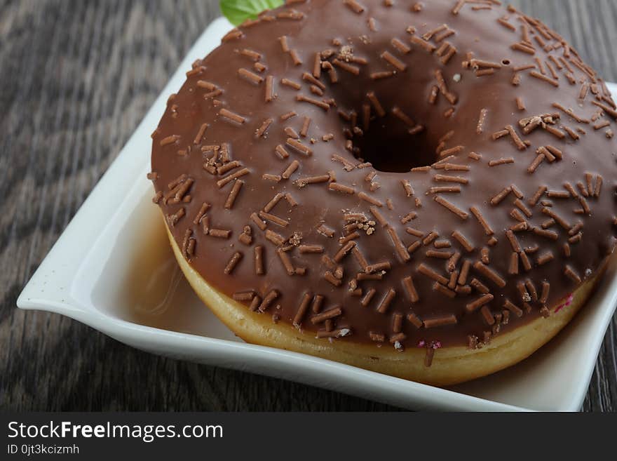 Sweet fresh hot chocolate Donut pastry