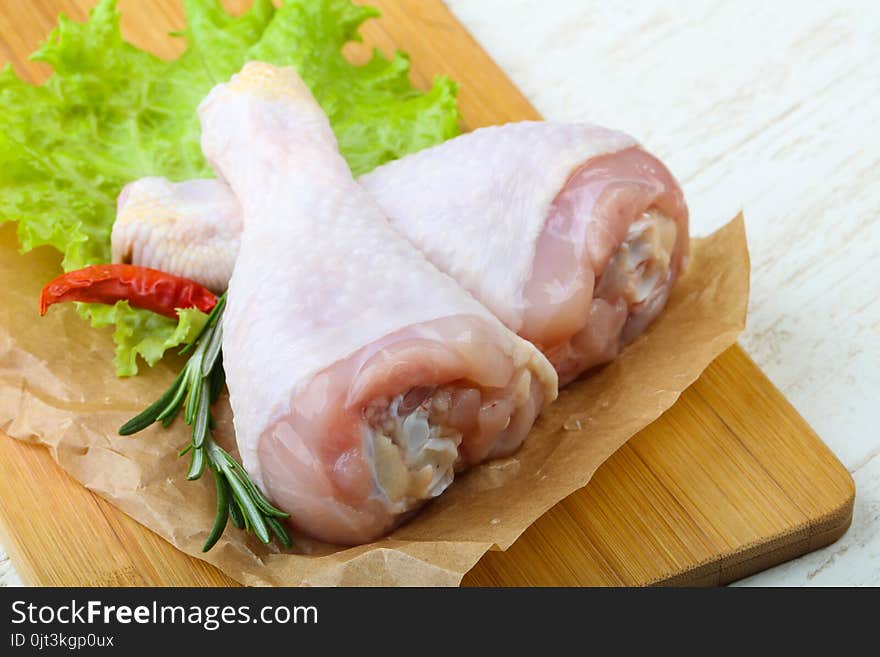 Raw chicken leg