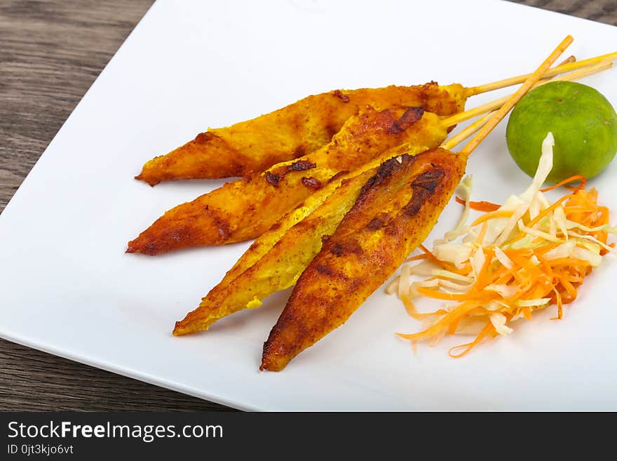 Chicken satay - Thai traditional cuisine grilled skewer
