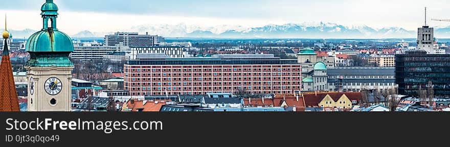 Aerial view of the city of Munich, Germany - All logos and brand names removed