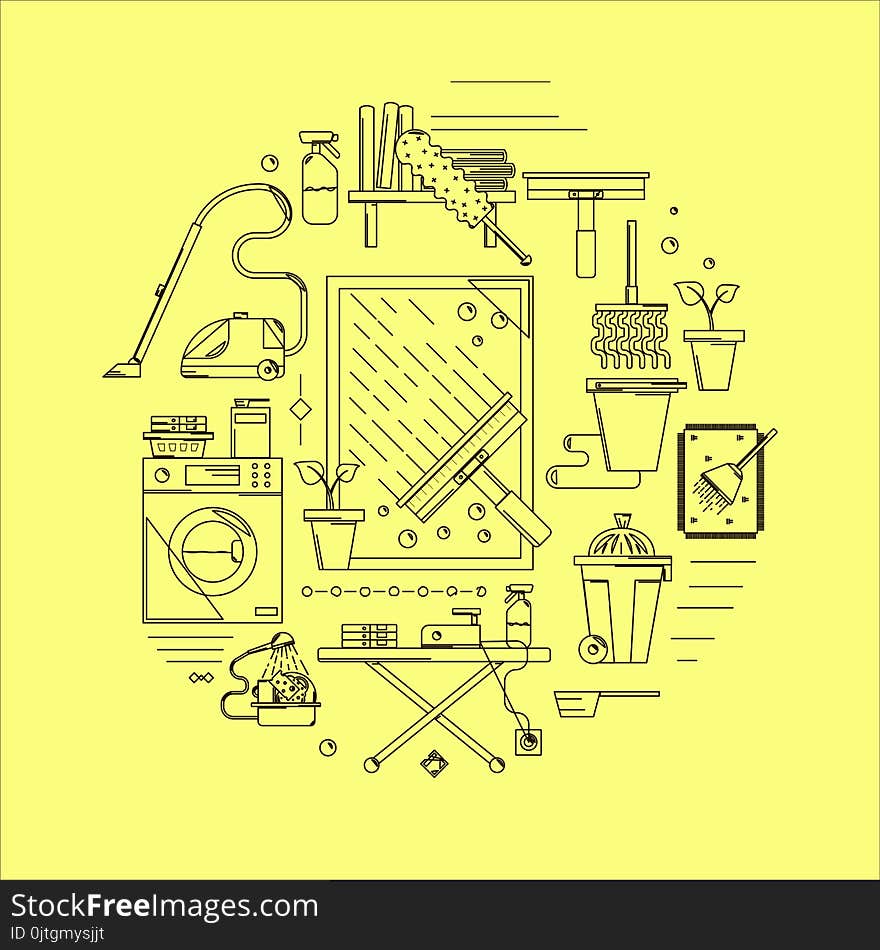 Home cleaning circle concept icon vector illustration design