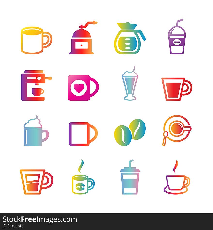 Coffee vector gradient icons