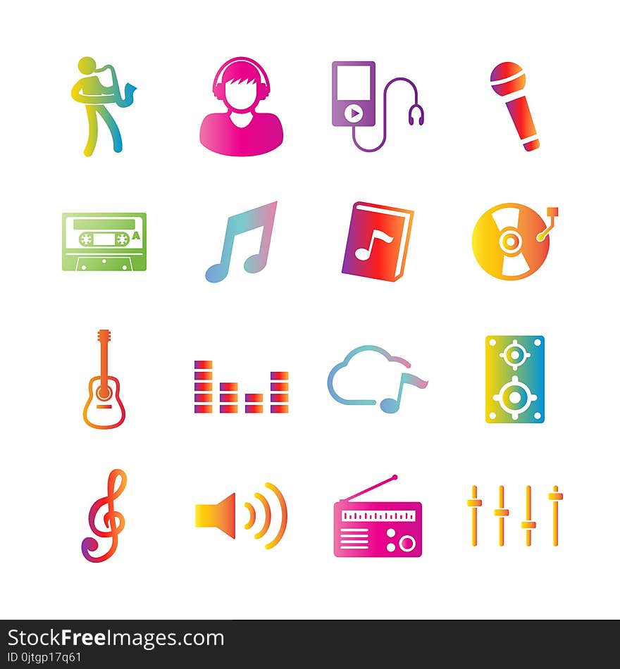 Music vector gradient icons