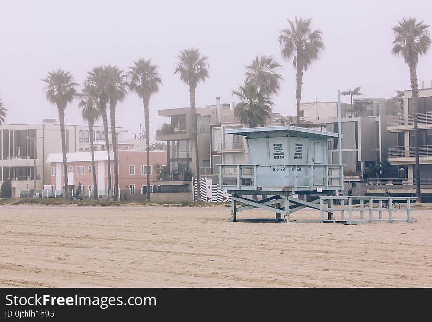 Gray Lifeguard House on Beach