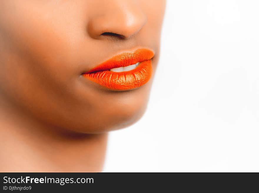 Woman Orange Lips