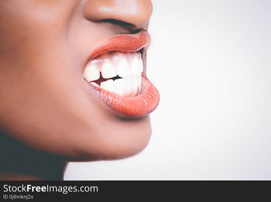 Woman Wearing Red Lipstick