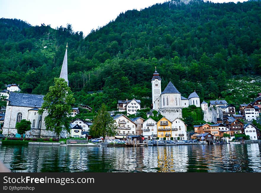 Buildings Against Mountain