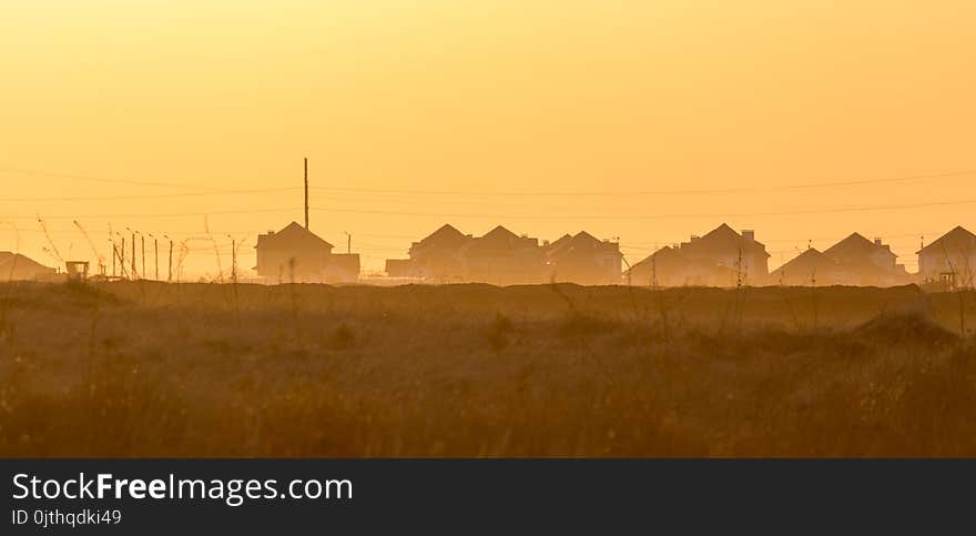 House at sunset . Photo of an abstract texture