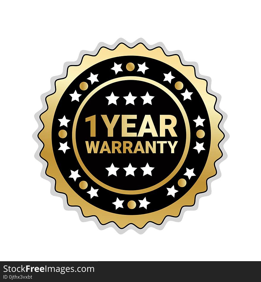 Golden Seal 1 Year Warranty Sign Isolated Badge Icon