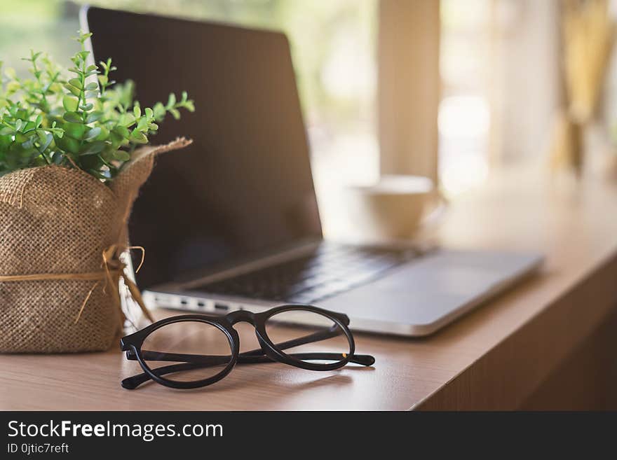 Laptop With Cup Of Coffee