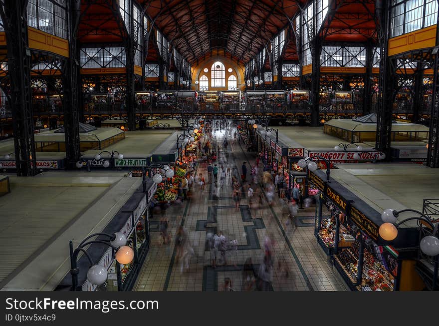 Wide Angle Photo of Gray and Black Train Station