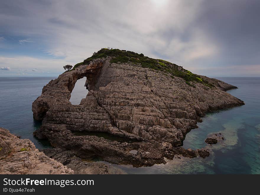 Magnificent daily seascape at summer. Rock phenomenon by the sea at Korakonisi, Zakynthos, Greece.