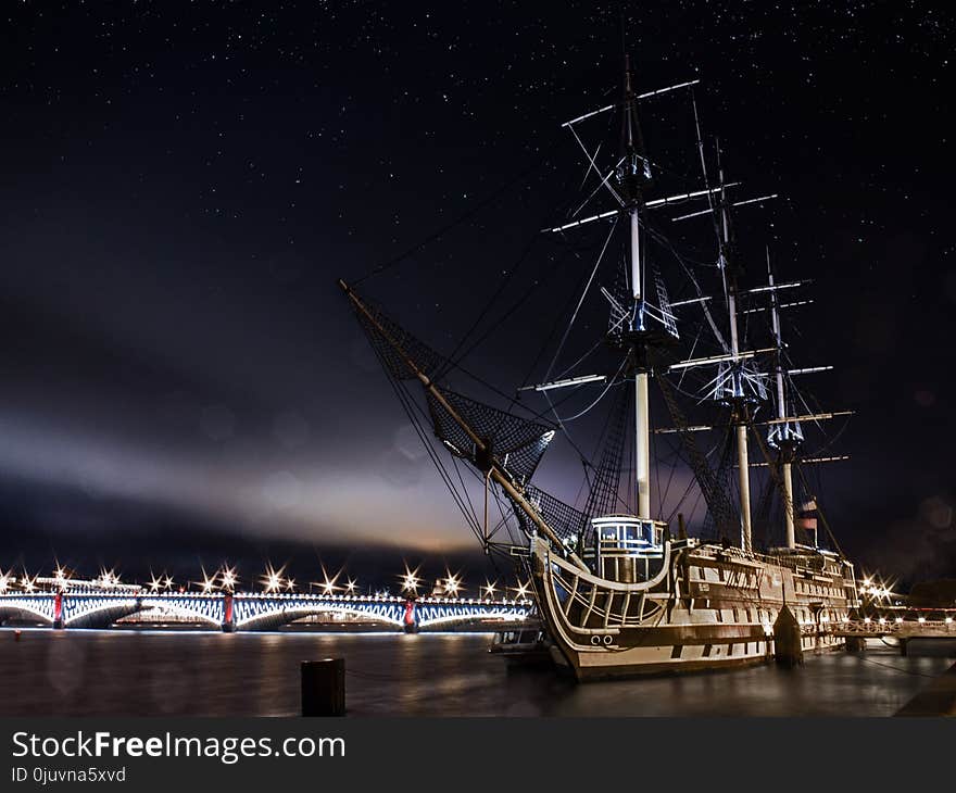 Sailing Ship, Tall Ship, Ship, Night