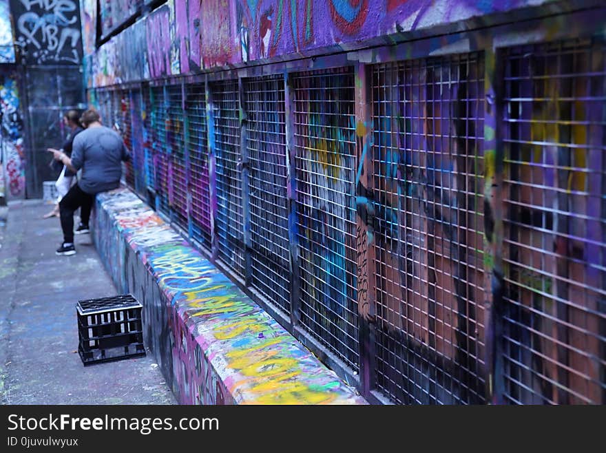 Purple, Graffiti, Street Art, Fence