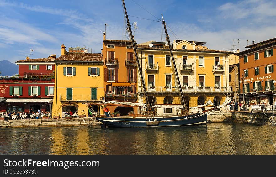 Waterway, Water Transportation, Town, Reflection