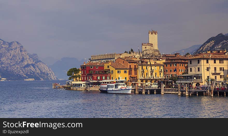 Waterway, Town, City, Sky