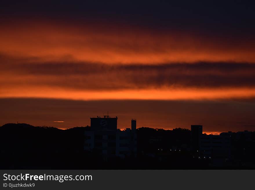 Sky, Afterglow, Skyline, Horizon