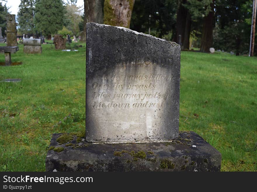 Grave, Headstone, Cemetery, Grass