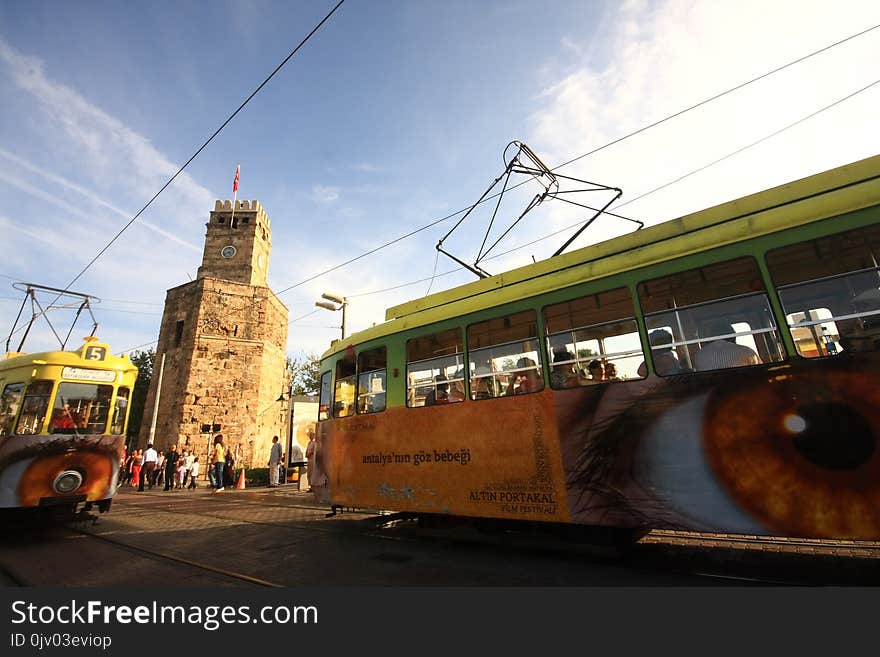 Transport, Sky, Vehicle, Tram