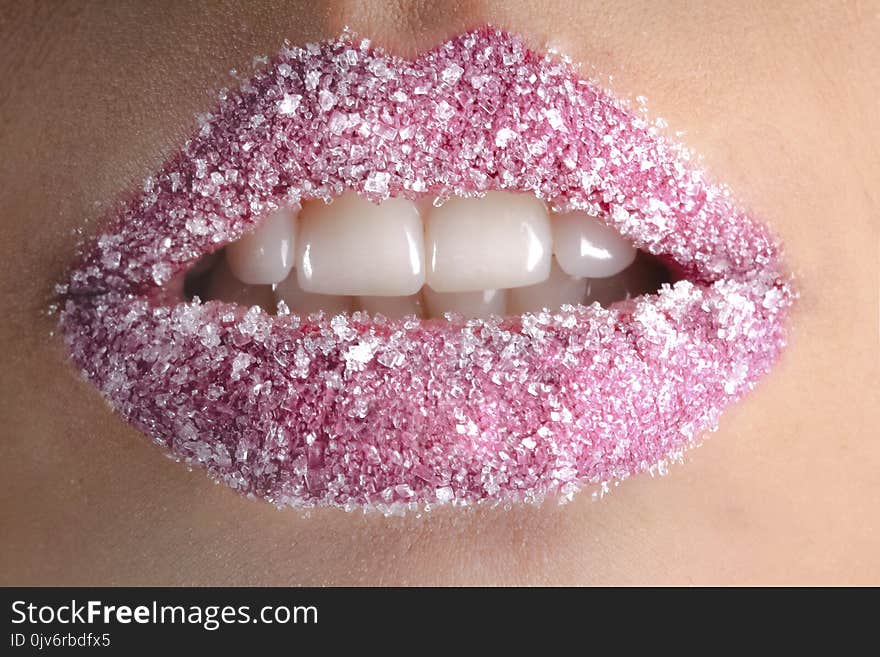 White Granules on Person Lips