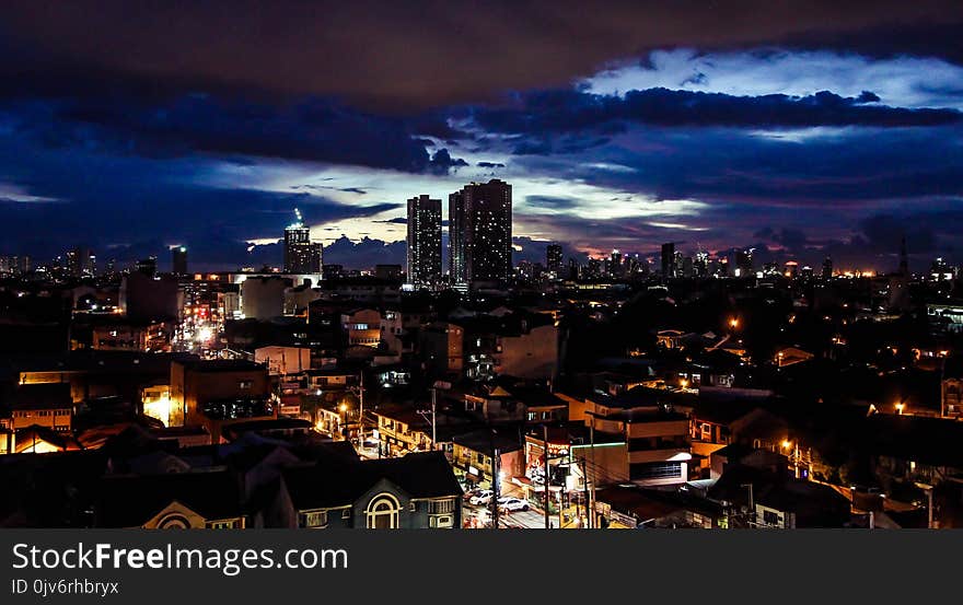 Aerial Photo of City during Night Time