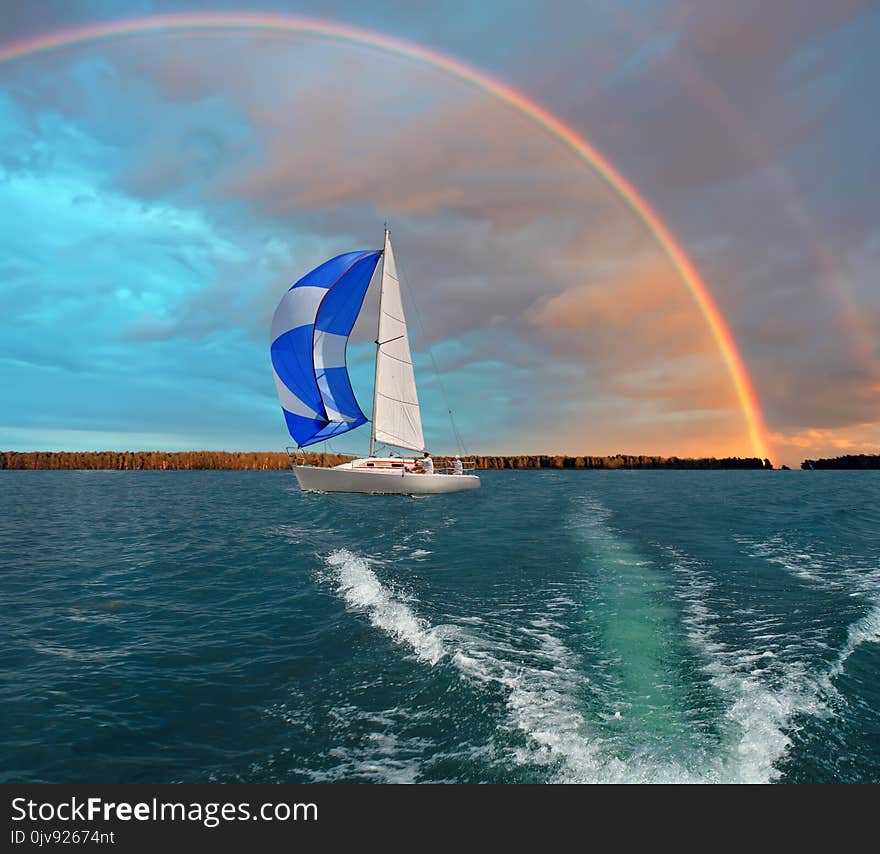 Journey On A Sailing Boat.Summer Travel.