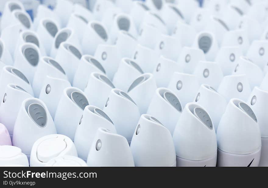 Close Up Of Deodorant Plastic Caps In Supermarket