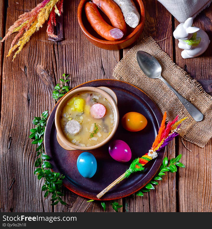 Easter decoration with polish easter soup