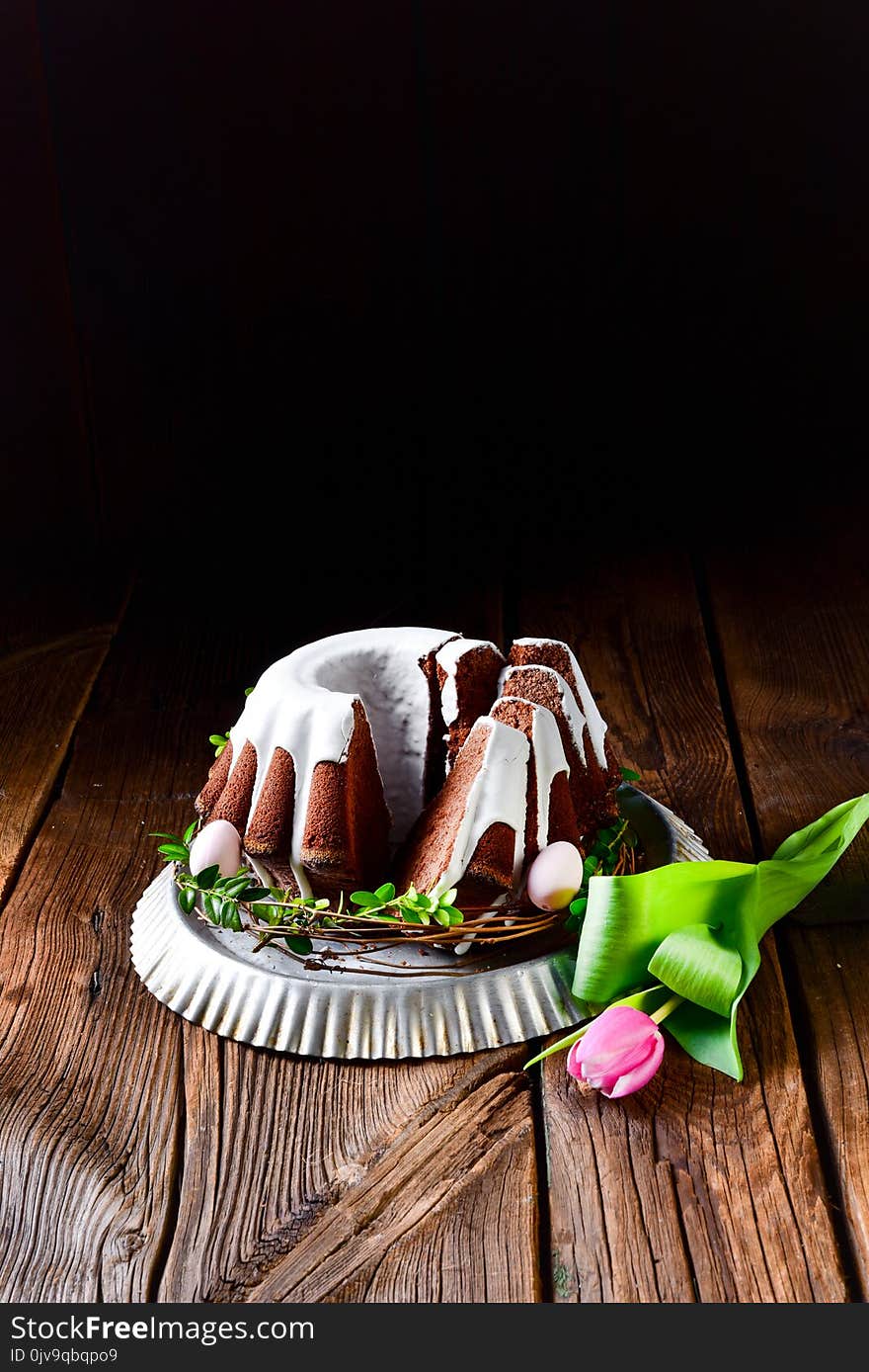 A fresh delicious chocolate spring cake