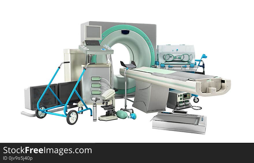 Modern technology in the medical technic 3d render on white no s